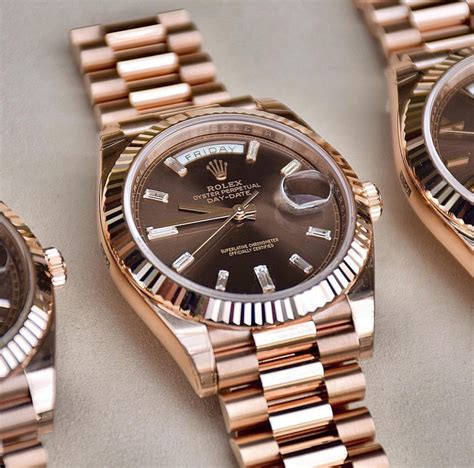 rolex day date rose gold brown dial